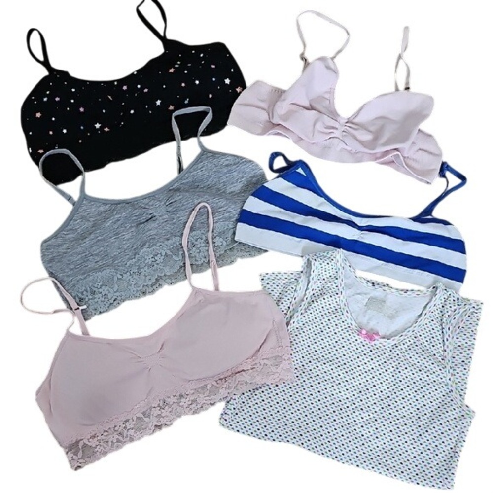 Lot of 6 Girls Tween Stretch Bralettes Medium